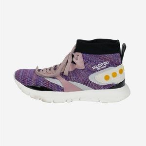 Valentino Garavani Spring ‘18 Colorblock & Leather Fringe-Trim Sneakers